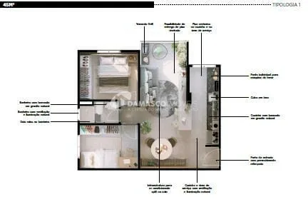 Apartamento à venda 2 Quartos, 1 Vaga, Santa Maria, Santo André - SP 