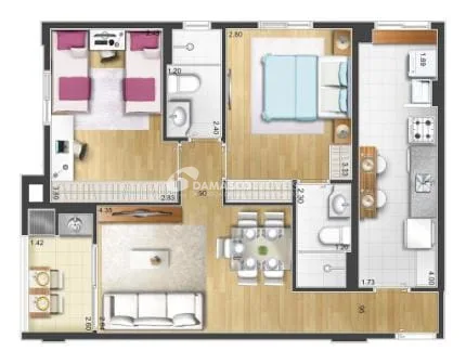 Apartamento à venda 2 Quartos, 1 Suite, 1 Vaga, Santa Maria, São Caetano do Sul - SP 
